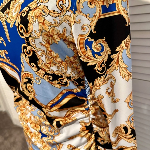 Boston Proper Printed Ruched Turtleneck - Picture 3 of 4